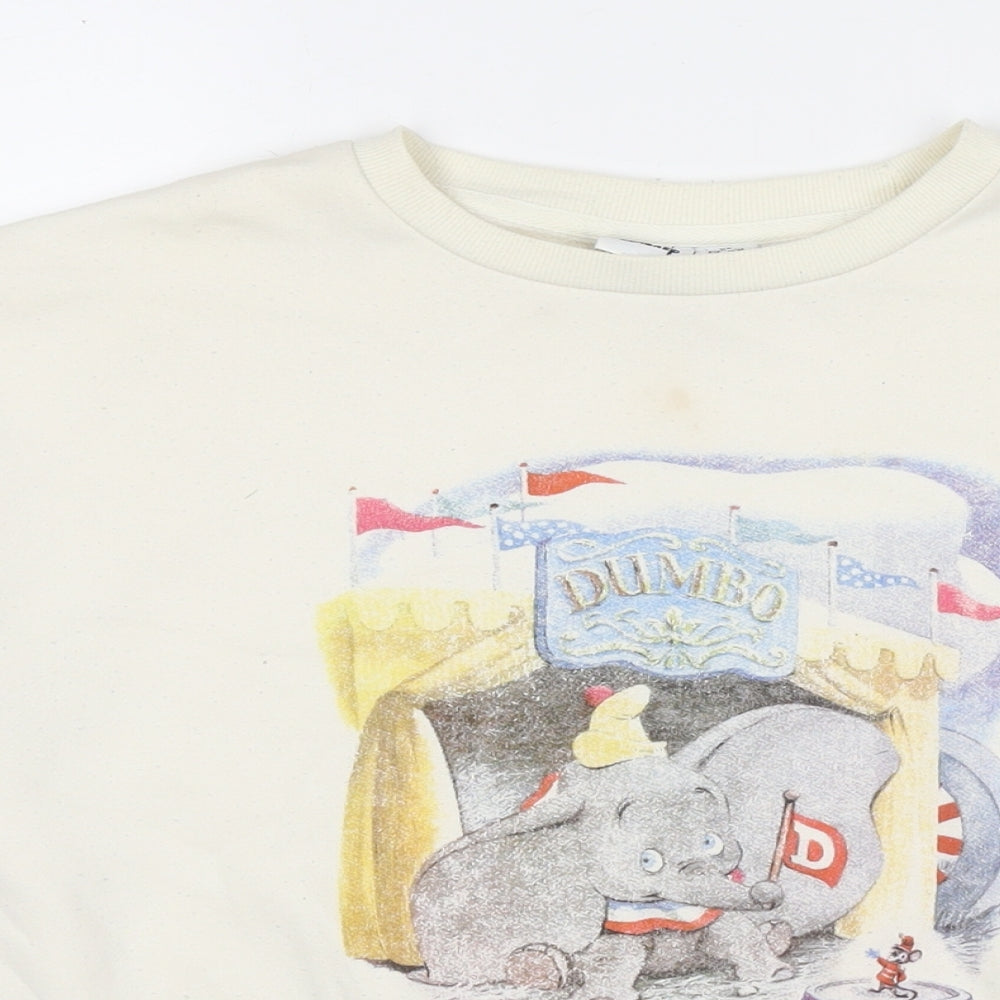 Disney Womens Ivory Cotton Pullover Sweatshirt Size XS Pullover - Dumbo