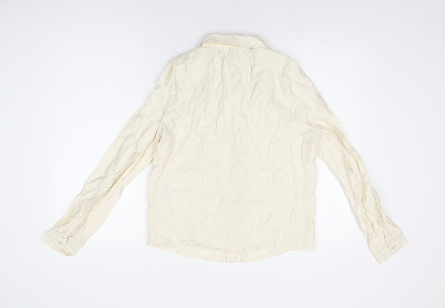 VERO MODA Womens Ivory Viscose Basic Button-Up Size S Collared