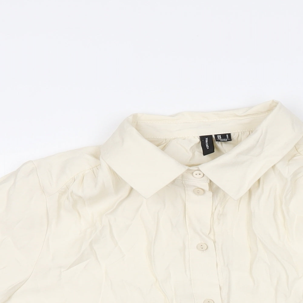 VERO MODA Womens Ivory Viscose Basic Button-Up Size S Collared