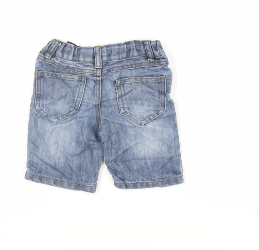 Denim & Co. Boys Blue Cotton Chino Shorts Size 2 Years Regular Snap - Pockets