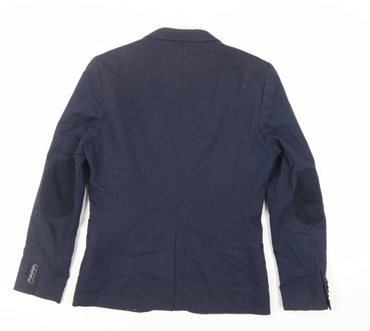 H&M Mens Blue Cotton Jacket Blazer Size 38 Regular