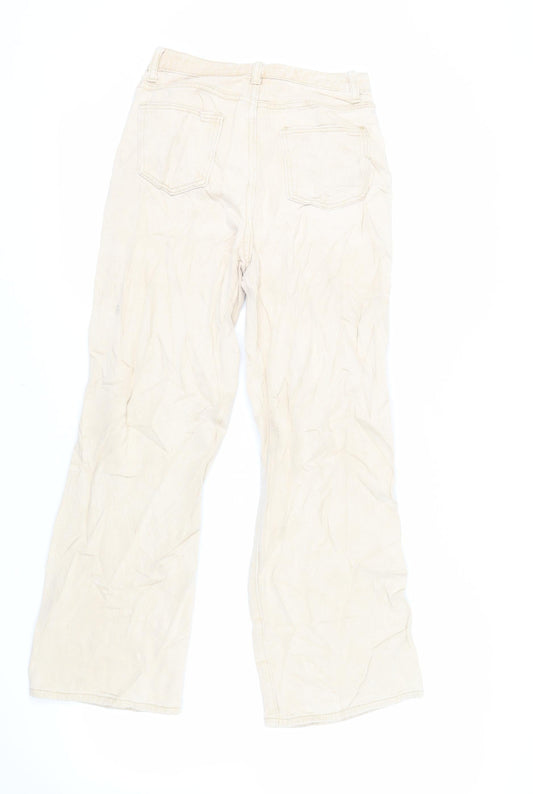 Dazy Womens Beige Cotton Wide-Leg Jeans Size S L27 in Regular Zip
