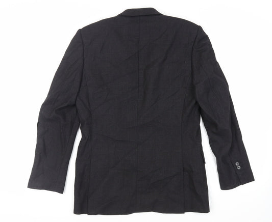 Zara Man Mens Black Plaid Wool Jacket Blazer Size 36 Regular
