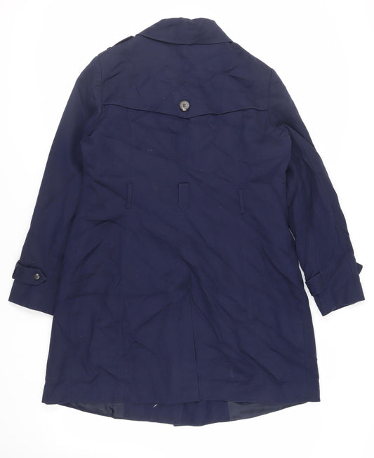 Red Herring Womens Blue Trench Coat Coat Size 16 Button