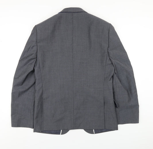 Marks and Spencer Mens Grey Wool Jacket Blazer Size 38 Regular