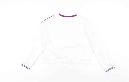 Marks and Spencer Girls White Cotton Pullover Sweatshirt Size 11-12 Years Pullover