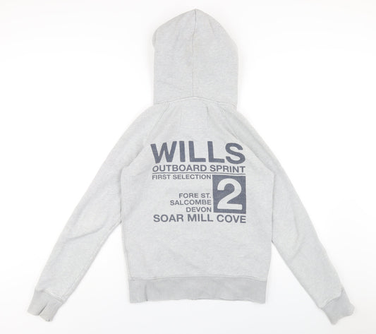 Jack Wills Womens Grey Cotton Full Zip Hoodie Size 10 Zip