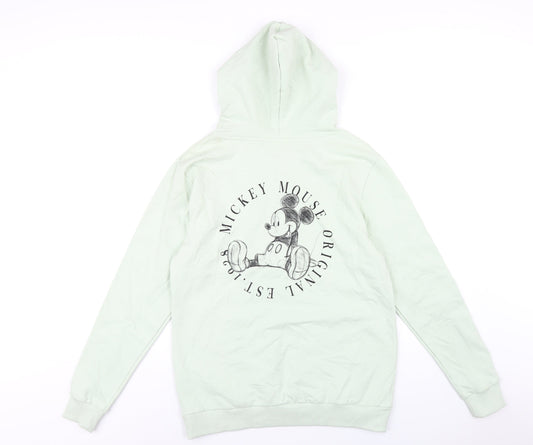 Disney Womens Green Cotton Pullover Hoodie Size 12 Pullover
