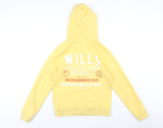 Jack Wills Womens Yellow Cotton Pullover Hoodie Size 12 Pullover