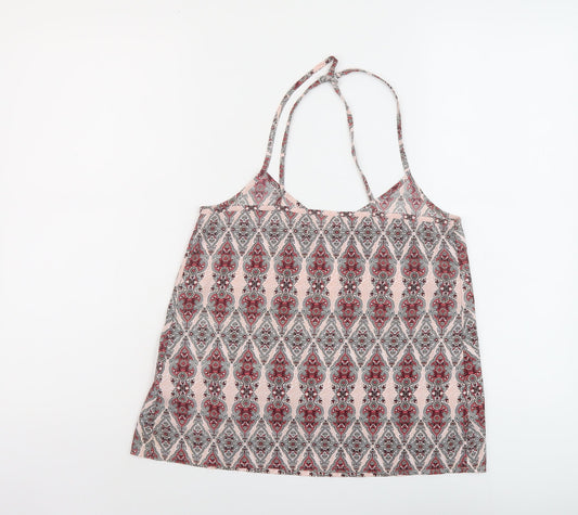 Hollister Womens Pink Geometric Polyester Basic Tank Size XS Round Neck