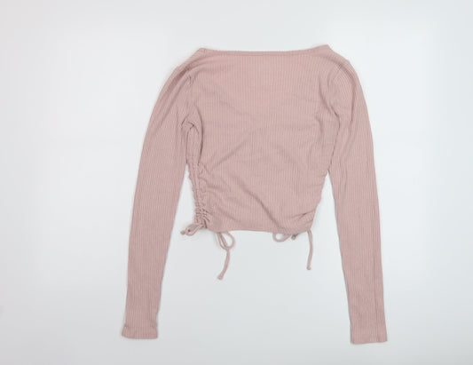 Hollister Womens Pink V-Neck Polyester Pullover Jumper Size XS