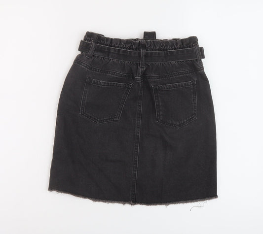 Denim & Co. Girls Grey Cotton A-Line Skirt Size 12-13 Years Regular Button