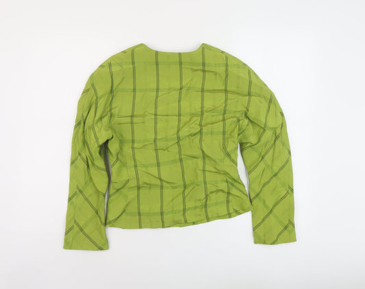 Homlles Womens Green Plaid Jacket Size 8 Button