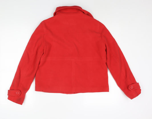 Jones New York Womens Red Pea Coat Coat Size S Button