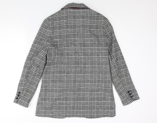 New Look Womens Black Check Jacket Blazer Size 10 Button