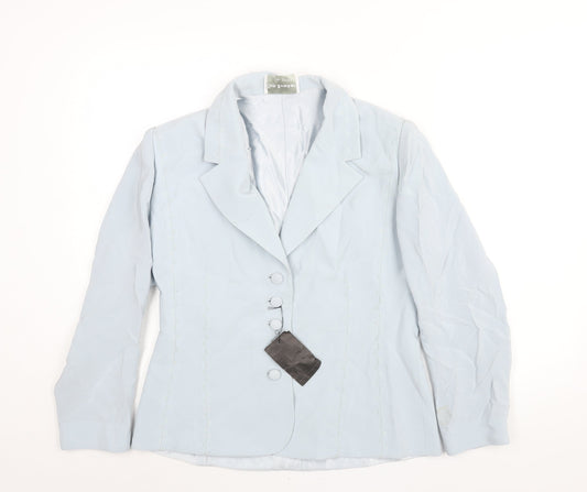 Tom Bowker Womens Blue Jacket Size L Button - Beading Mesh Detail Estimated Size