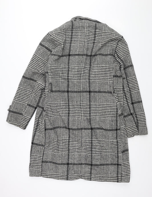 Terranova Womens Black Check Overcoat Coat Size XL Button