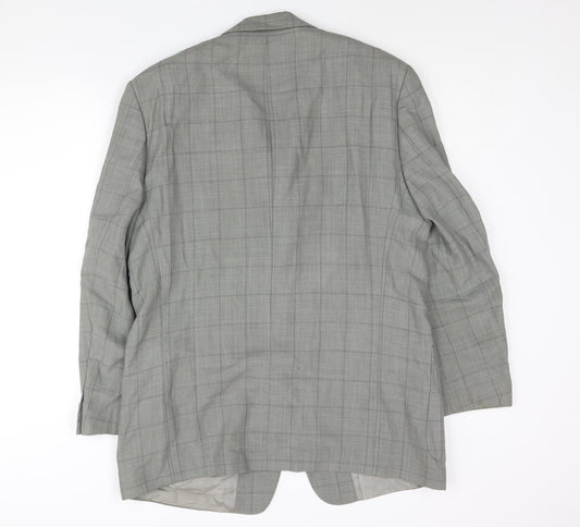 Boss Mens Grey Check Wool Jacket Suit Jacket Size 44 Regular
