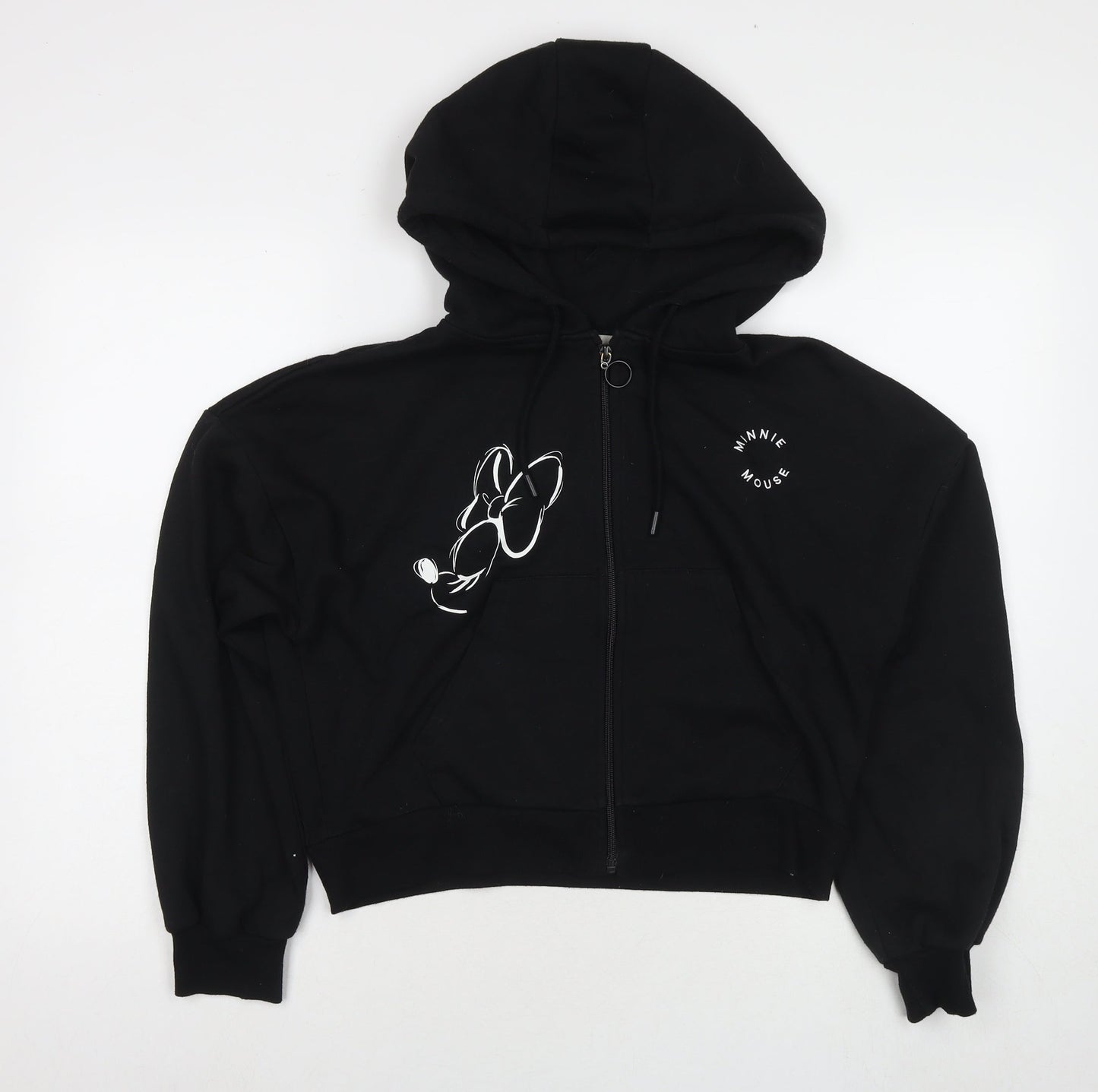 Disney Womens Black Polyester Pullover Hoodie Size S Zip - Minnie Mouse