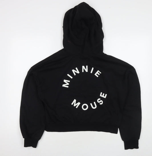 Disney Womens Black Polyester Pullover Hoodie Size S Zip - Minnie Mouse