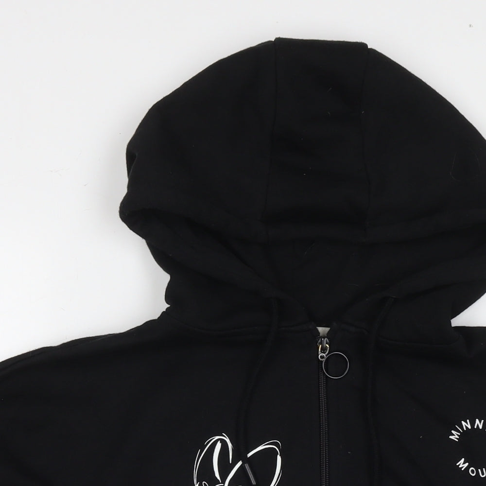 Disney Womens Black Polyester Pullover Hoodie Size S Zip - Minnie Mouse