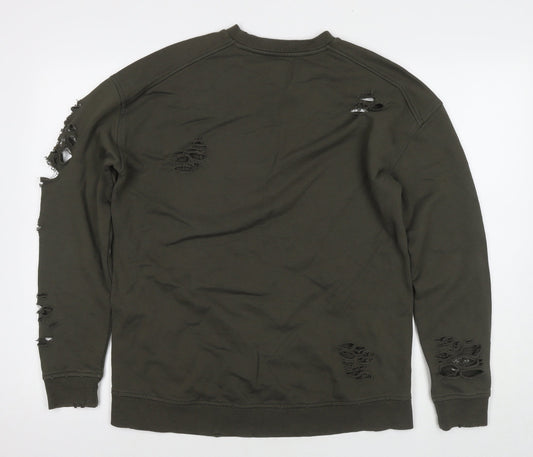 Joe's Mens Green Polyester Pullover Sweatshirt Size XS - Ripped Detail