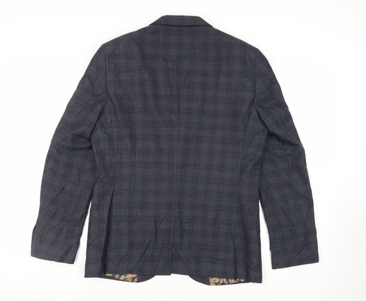 NEXT Mens Blue Plaid Polyester Jacket Suit Jacket Size 42 Regular