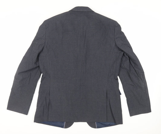 Marks and Spencer Mens Blue Plaid Polyester Jacket Suit Jacket Size 42 Regular