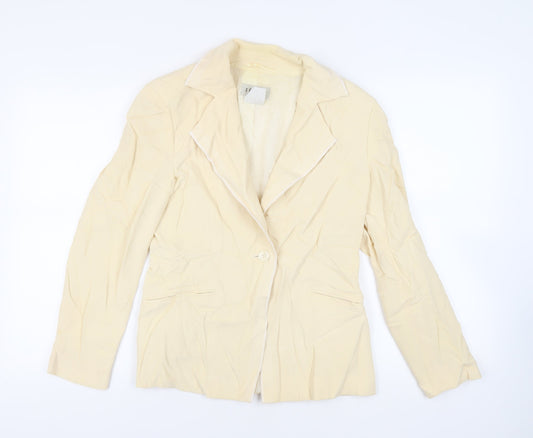 Féraud Womens Ivory Jacket Blazer Size 10 Button - Vintage