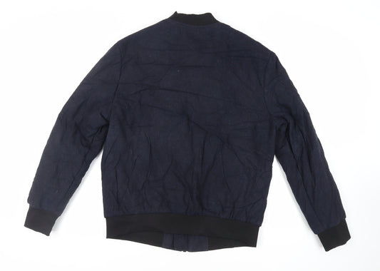 H&M Mens Blue Bomber Jacket Jacket Size M Zip