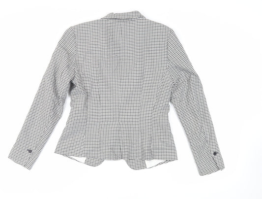 H&M Womens Grey Geometric Jacket Blazer Size 12 Button