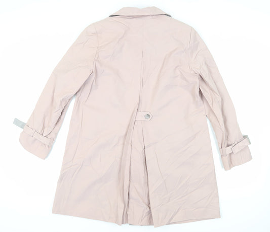 Debenhams Womens Pink Trench Coat Coat Size 12 Button