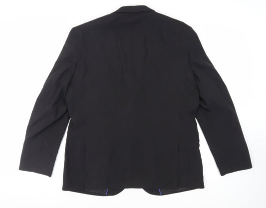 Fellini Mens Black Polyester Jacket Suit Jacket Size 46 Regular