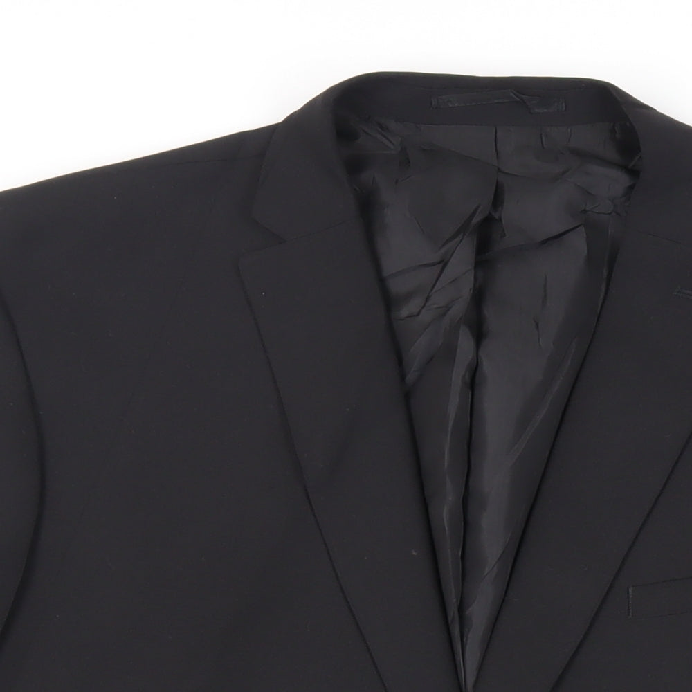 Fellini Mens Black Polyester Jacket Suit Jacket Size 46 Regular