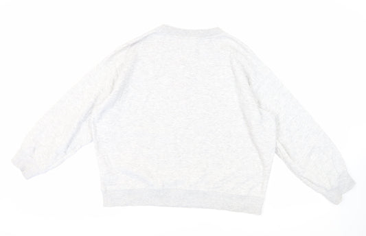 H&M Womens Grey Cotton Pullover Sweatshirt Size M Pullover - French Slogan