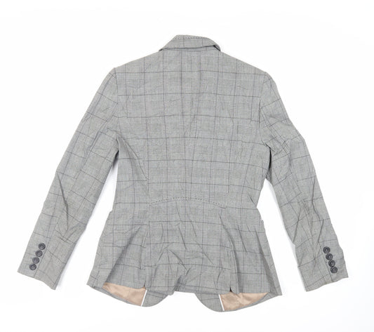 NEXT Womens Grey Plaid Jacket Blazer Size 12 Button