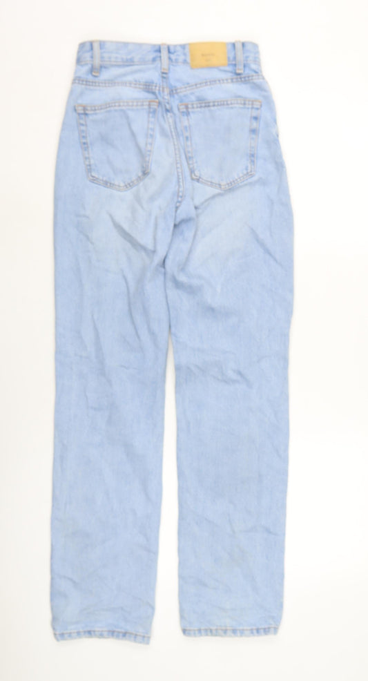 Berksha Womens Blue Cotton Blend Straight Jeans Size 34 in L30 in Regular Zip