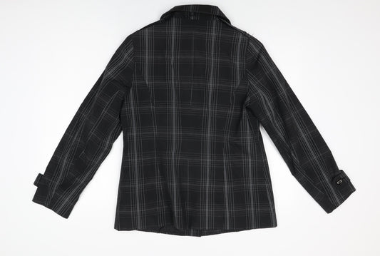 Debenhams Womens Black Geometric Jacket Coat Size 14 Button