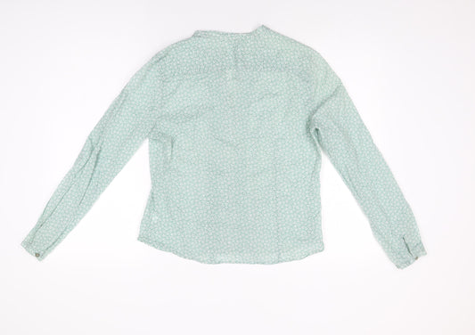 Gap Womens Green Floral Cotton Basic Button-Up Size M Round Neck
