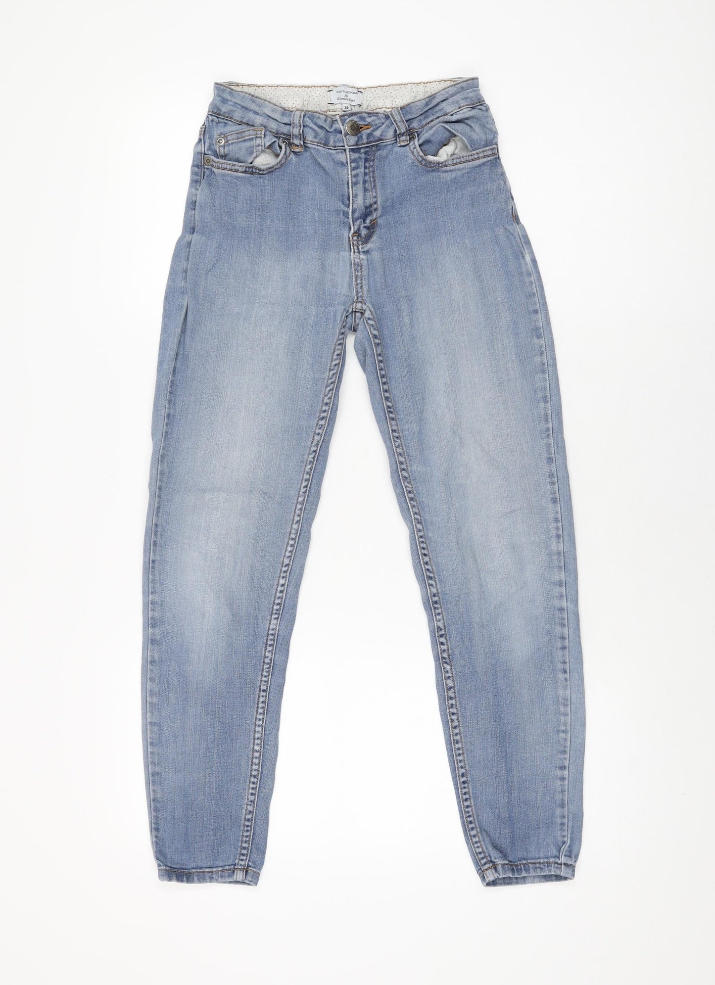 Crista Leonard Womens Blue Cotton Skinny Jeans Size 26 in L26 in Regular Zip