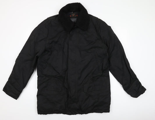 RJR.John Rocha Mens Black Overcoat Coat Size L Zip