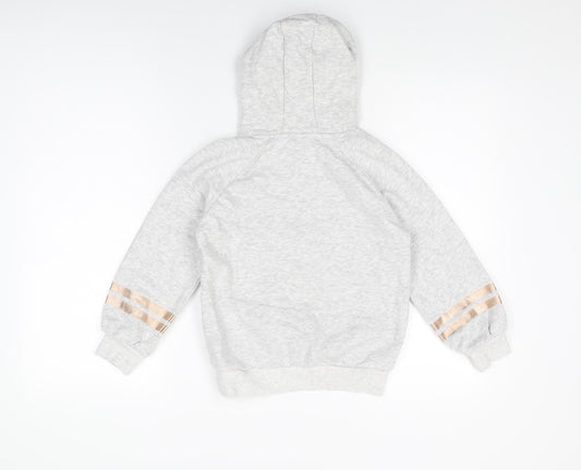 Marks and Spencer Girls Grey Polyester Pullover Hoodie Size 7-8 Years Pullover