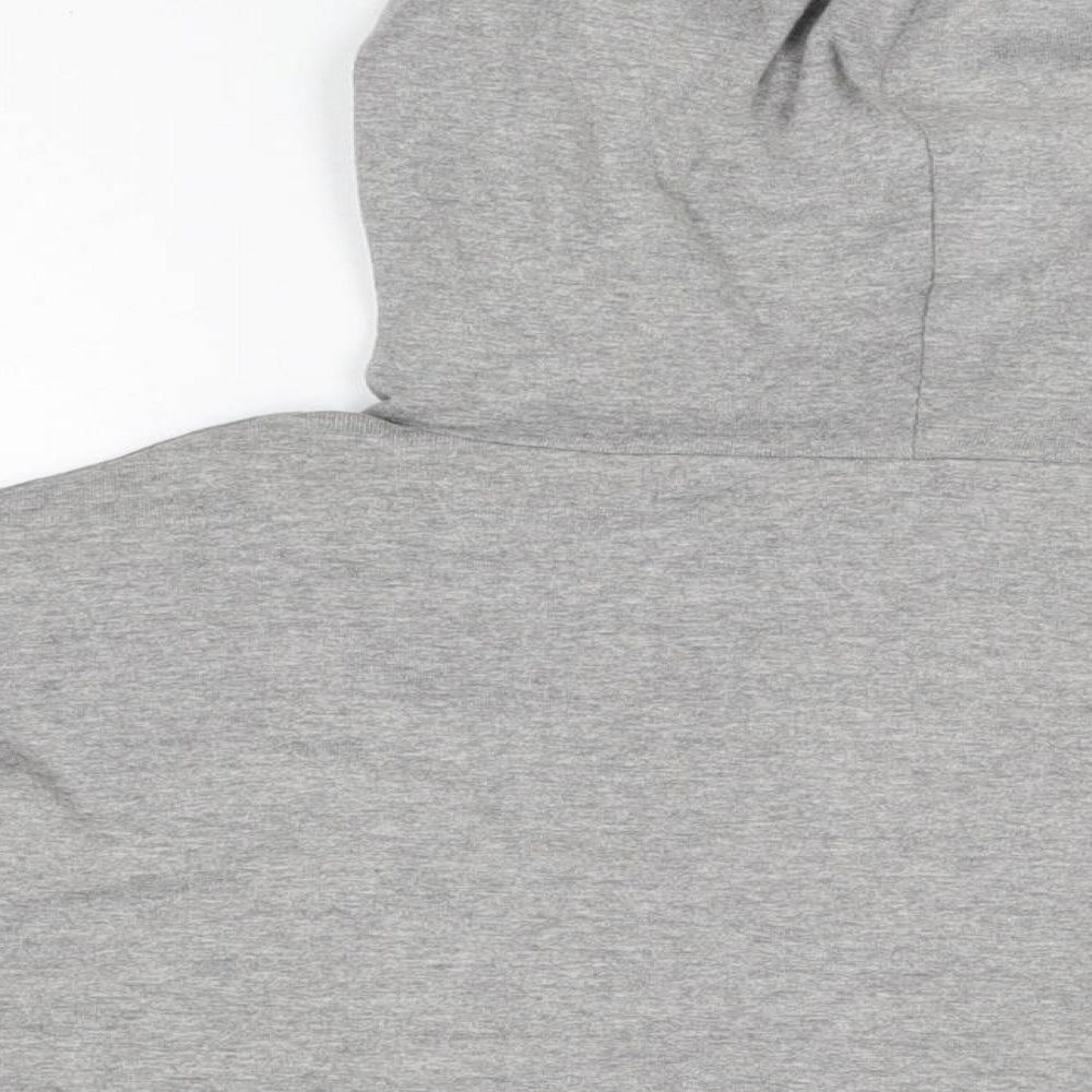 Brand and care label for ASOS women’s grey cotton pullover hoodie, size UK 8, pullover