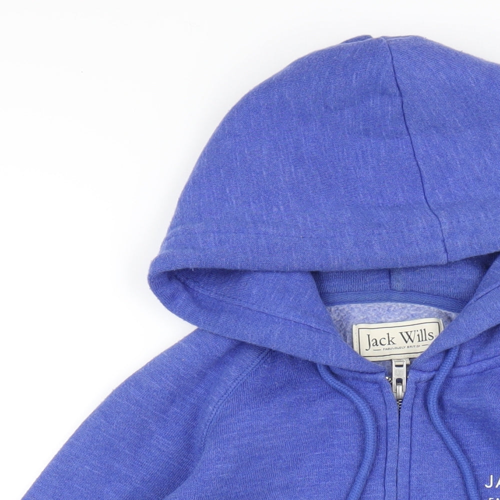 Jack Wills Womens Blue Cotton Full Zip Hoodie Size 10 Zip
