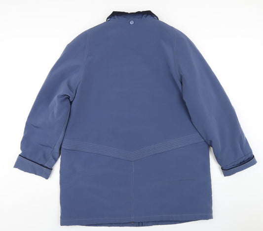 EWM Womens Blue Rain Coat Coat Size 16 Zip