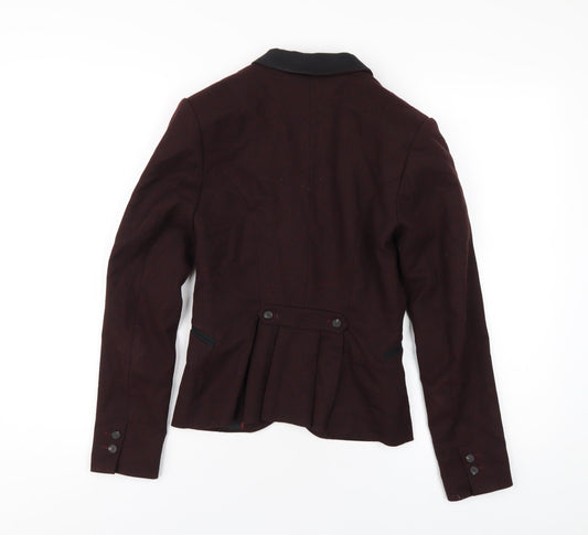 H&M Womens Red Jacket Blazer Size 4 Button