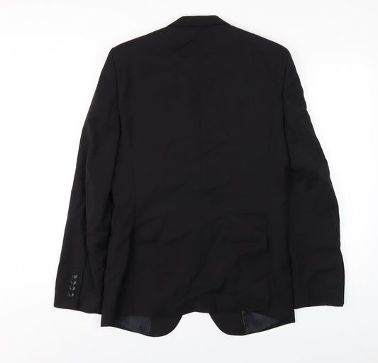 Zara Mens Black Polyester Jacket Blazer Size 38 Regular