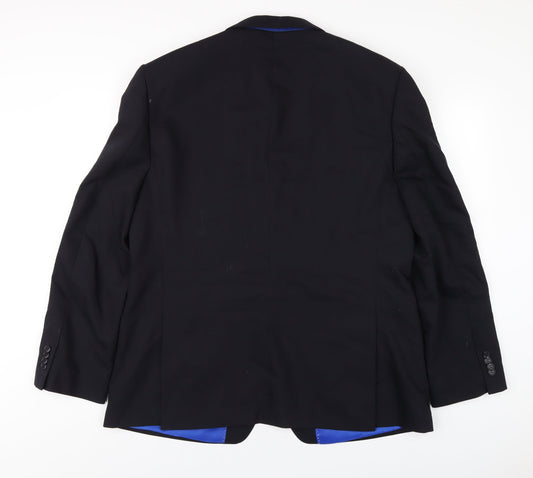 Performance Mens Blue Wool Jacket Blazer Size 44 Regular