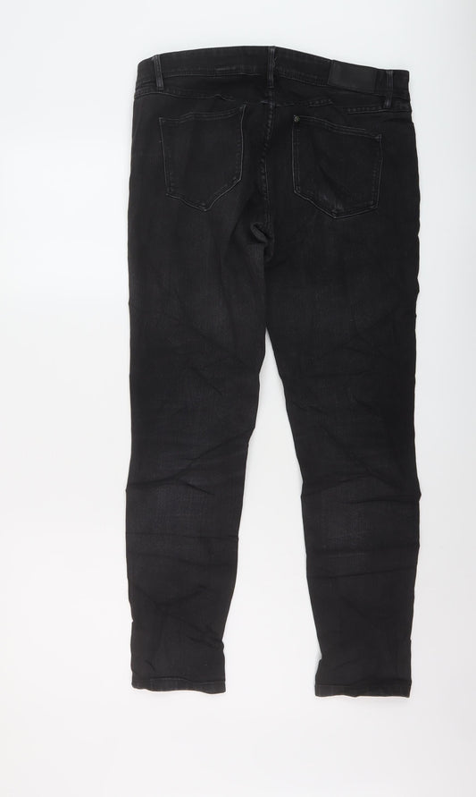 H&M Mens Grey Cotton Straight Jeans Size 29 in L30 in Regular Button