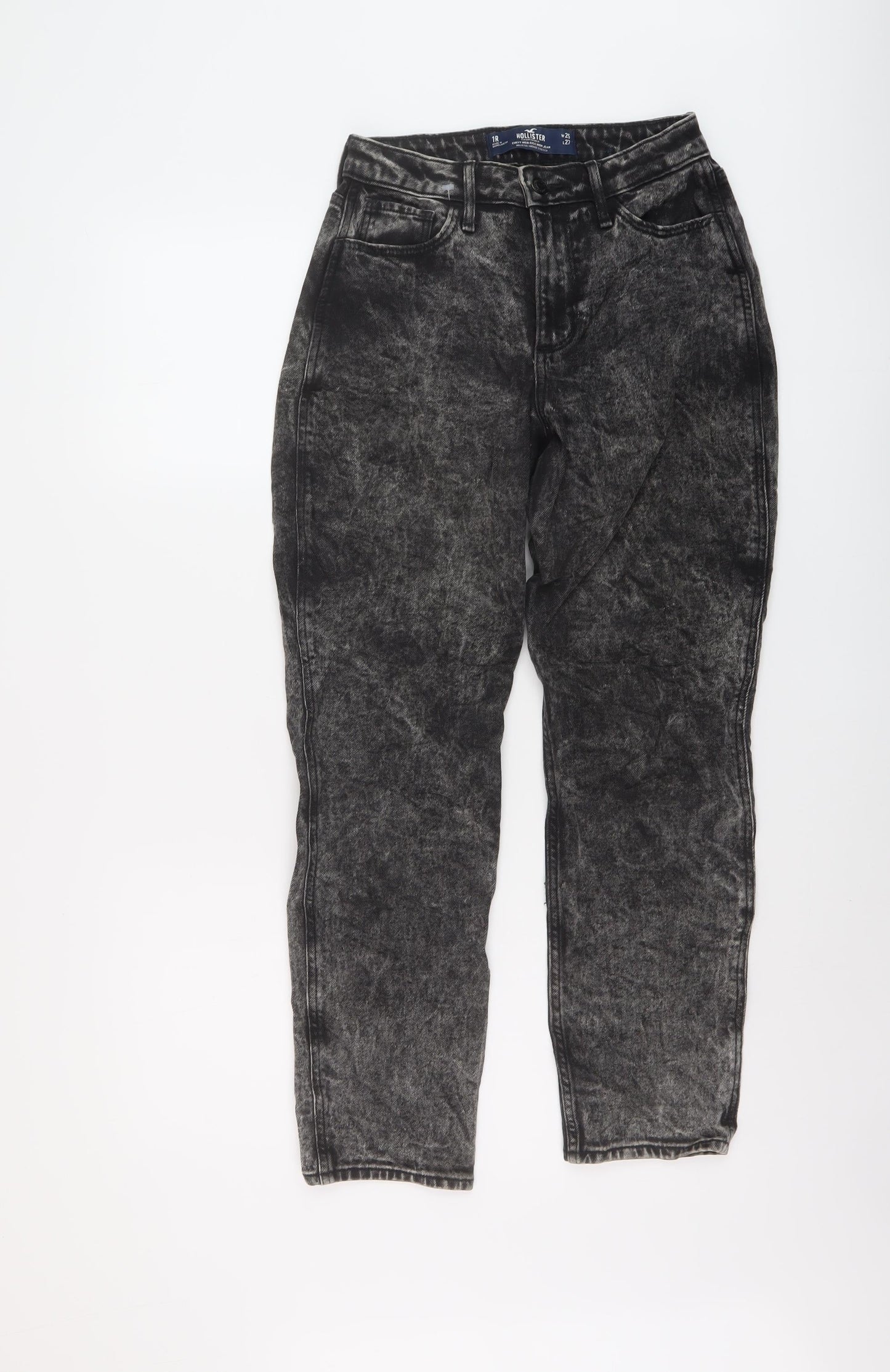 Hollister Womens Black Cotton Mom Jeans Size 25 in L27 in Regular Button